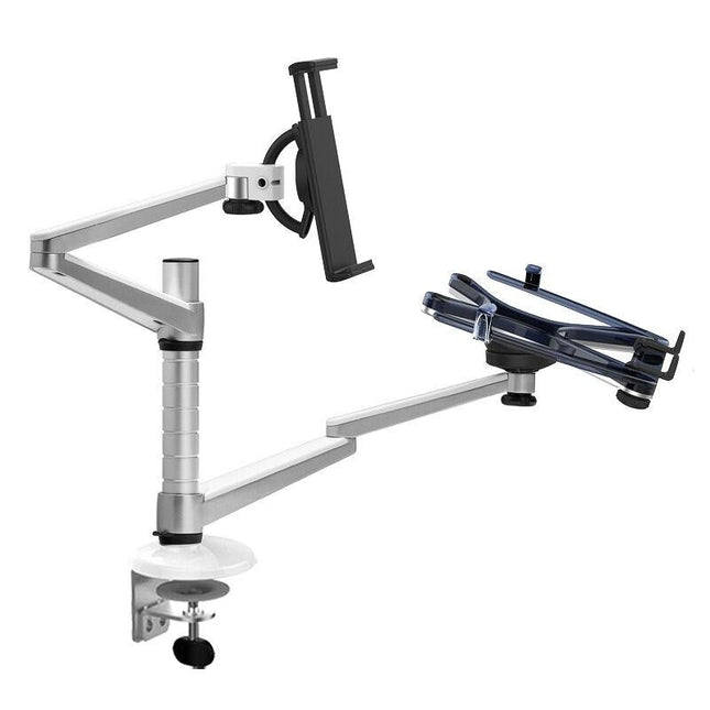 Adjustable Aluminum Double Arm Tablet Stand - Universal Rotation