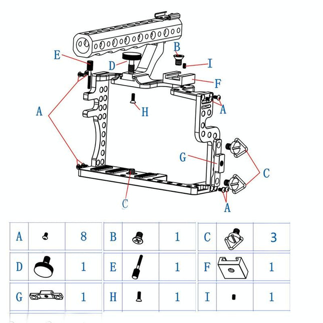 Panasonic Lumix Gh3 / Gh4 Video Cage Stabilizer With Metal Handle Black