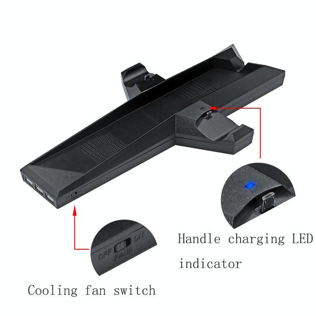 Ps4 Dual Handle Charging Base With Console Radiator - Black