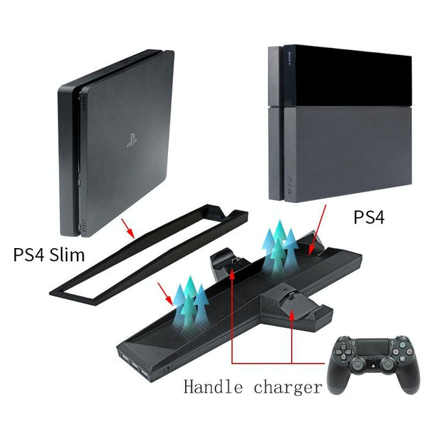Ps4 Dual Handle Charging Base With Console Radiator - Black