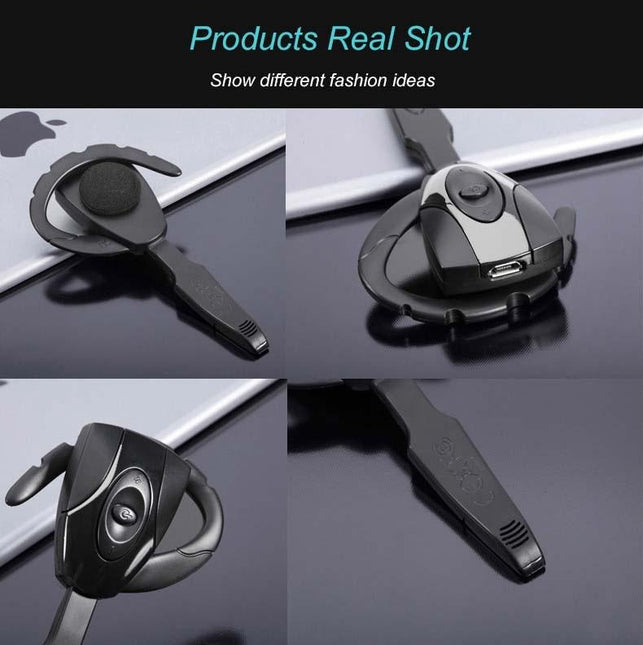 Business Bluetooth 5.0 Earphone With Hanging Ear Design - Black