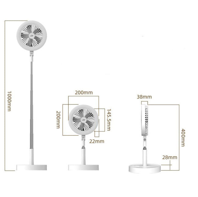 Multi-Function Rechargeable Fan Lamp With Telescopic Bracket