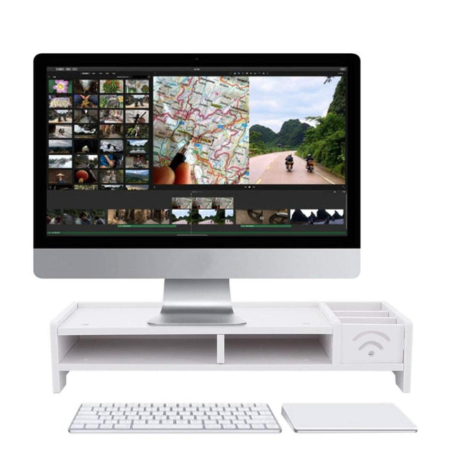 Versatile Desktop Monitor Stand - Sturdy Wood Riser For Laptop Notebook Tv