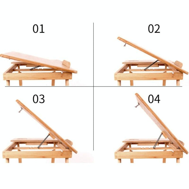 Foldable Laptop Desk For Bed - Lazy Computer Table With Card Slot