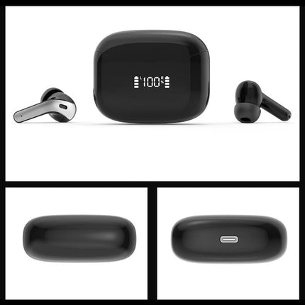 Black Wireless Bluetooth Earphone With Touch Display