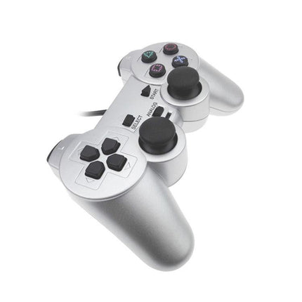 Silver Fuel Injection Gamepad For Ps2 With Dual Motor Vibration