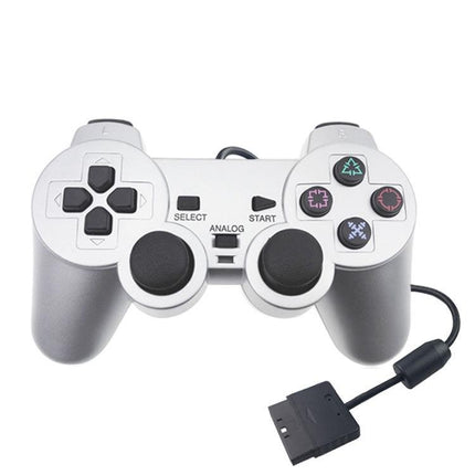 Silver Fuel Injection Gamepad For Ps2 With Dual Motor Vibration