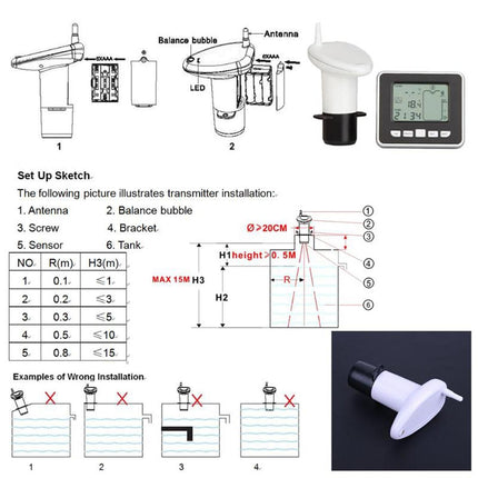 Ultrasonic Water Tank Level Gauge - Multifunctional
