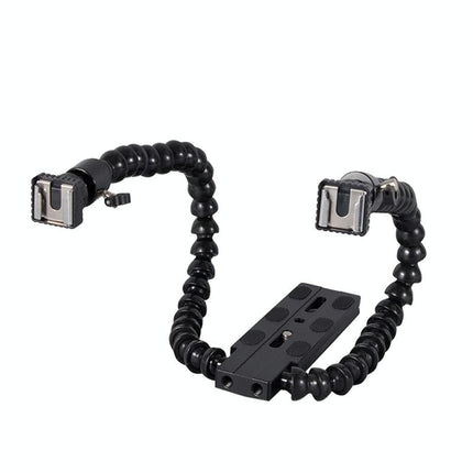 Adjustable Dual Arm Flash Bracket Mount For Hot Shoe