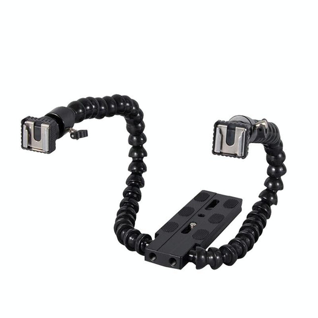 Adjustable Dual Arm Flash Bracket Mount For Hot Shoe
