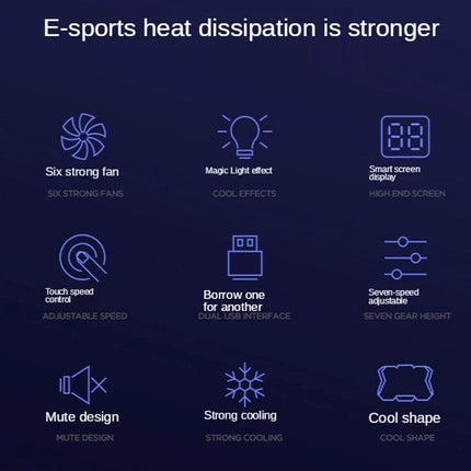 6-Fan Adjustable Rgb Laptop Cooling Base