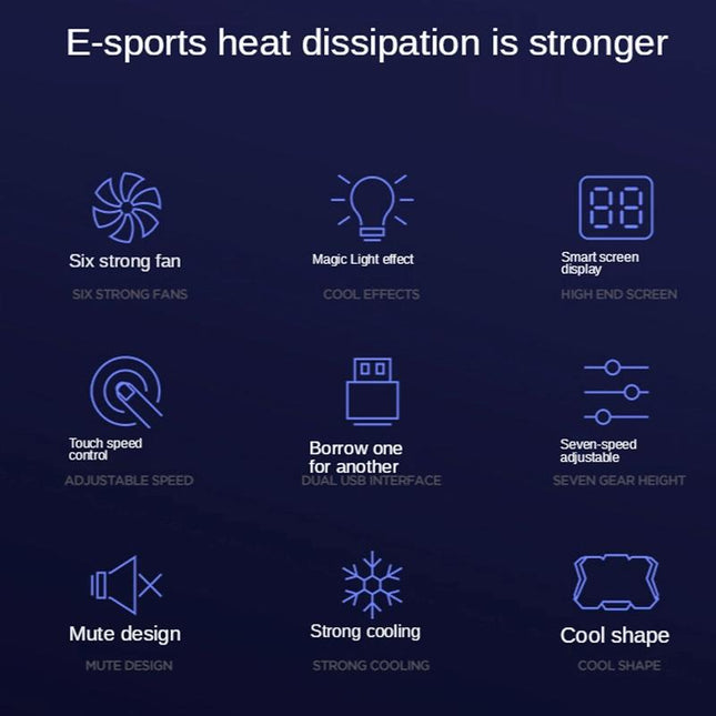 6-Fan Adjustable Rgb Laptop Cooling Base