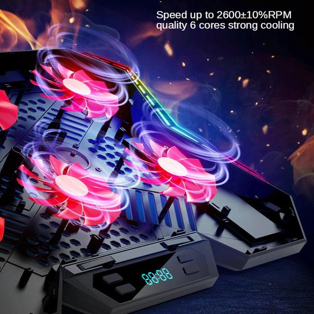 6-Fan Adjustable Rgb Laptop Cooling Base