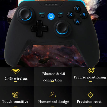 Wireless Game Controller For Android / Ios / Pc / Ps3 With Bluetooth & 2.4Ghz Includes Handle Bracket And Receiver - Blue