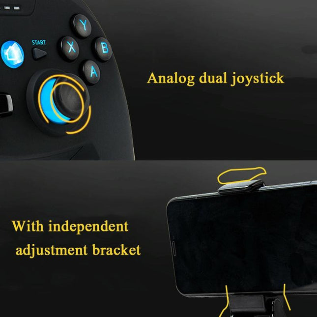 Wireless Game Controller For Android / Ios / Pc / Ps3 With Bluetooth & 2.4Ghz Includes Handle Bracket And Receiver - Blue