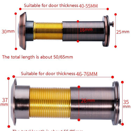 2-Pack Wide-Angle Security Door Viewer - Anti-Tiny 200 Degree Hd Glass Lens - Bright Gold 16Mm
