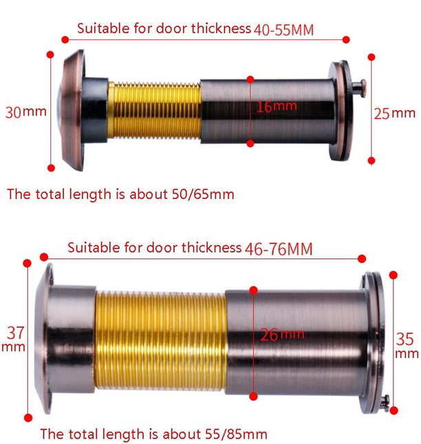 2-Pack Wide-Angle Security Door Viewer - Anti-Tiny 200 Degree Hd Glass Lens - Bright Gold 16Mm