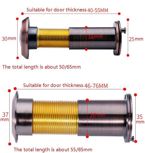 2-Pack Wide-Angle Security Door Viewer - 200 Degree Hd Glass Lens Anti-Tiny Red Bronze