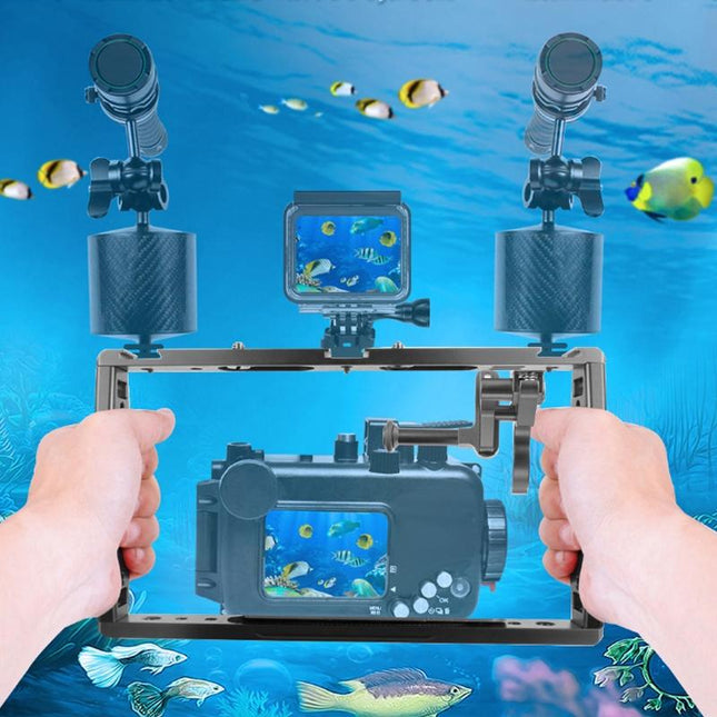 Underwater Dual Handheld Grip For Gopro Hero9 / 8 / 7 - Black
