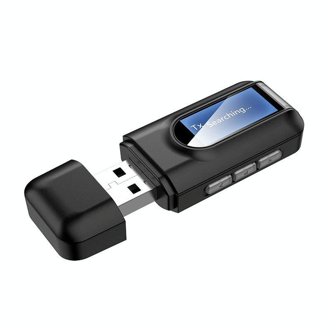 2-In-1 Usb Bluetooth 5.0 Audio Adapter With Lcd Screen