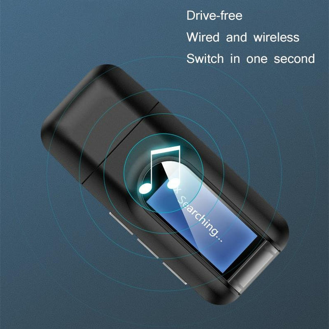 2-In-1 Usb Bluetooth 5.0 Audio Adapter With Lcd Screen