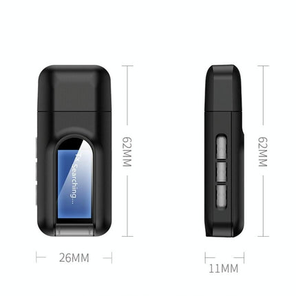 2-In-1 Usb Bluetooth 5.0 Audio Adapter With Lcd Screen