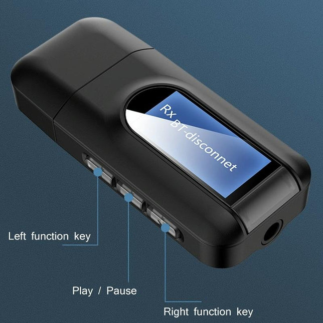 2-In-1 Usb Bluetooth 5.0 Audio Adapter With Lcd Screen