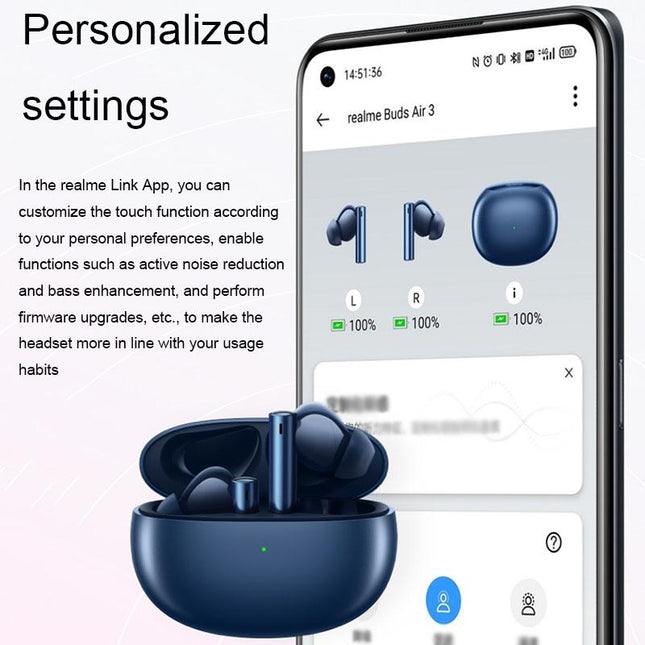 Blue Wireless Active Noise-Cancelling Earbuds For Sports