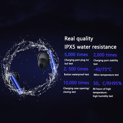Blue Wireless Active Noise-Cancelling Earbuds For Sports