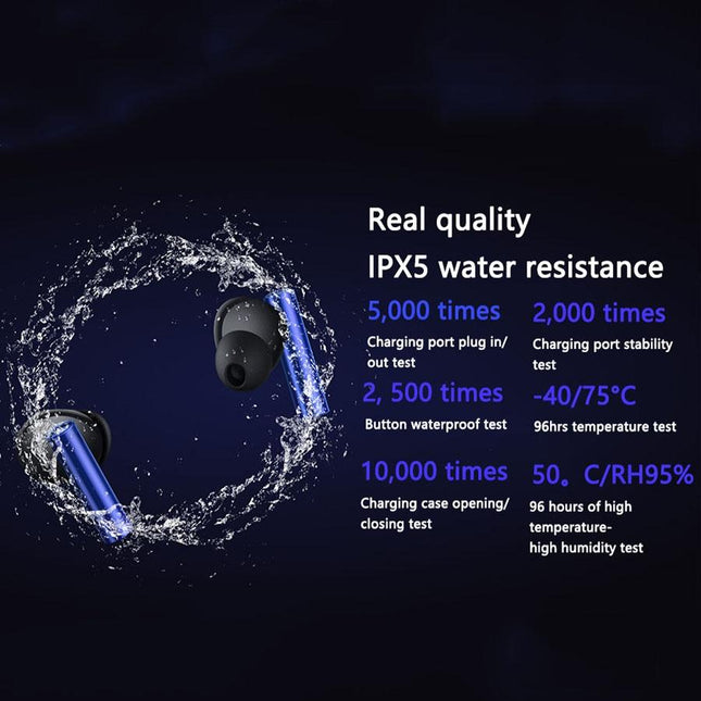 Blue Wireless Active Noise-Cancelling Earbuds For Sports