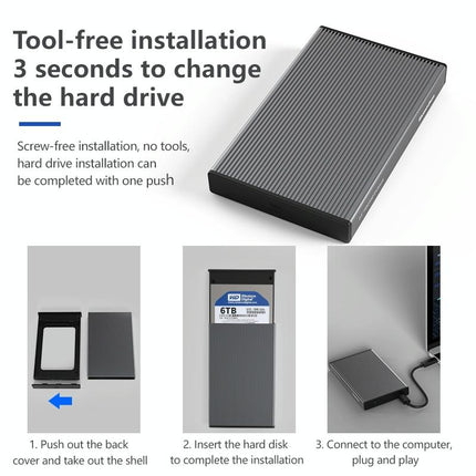 Portable 2.5 Sata Ssd Enclosure With Usb3.0 - Tool-Free