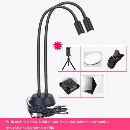 Adjustable Double-Head Led Jewelry Table Lamp For Live Photos