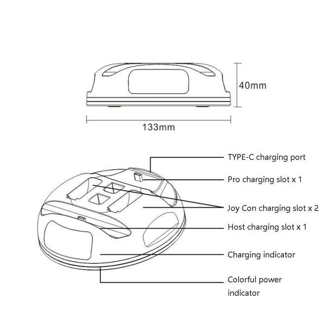 Switch Lite Handle Charger With Colourful Lights