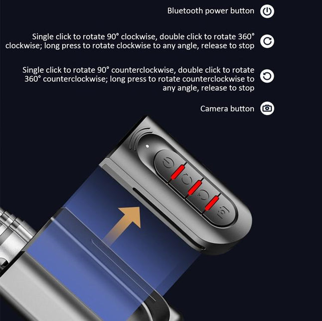 Smart Anti-Shake Selfie Stick With Bluetooth Remote