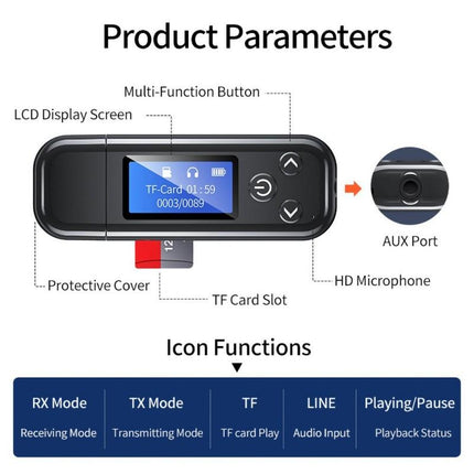 Lcd Bluetooth Audio Transmitter Receiver For Car Hands-Free