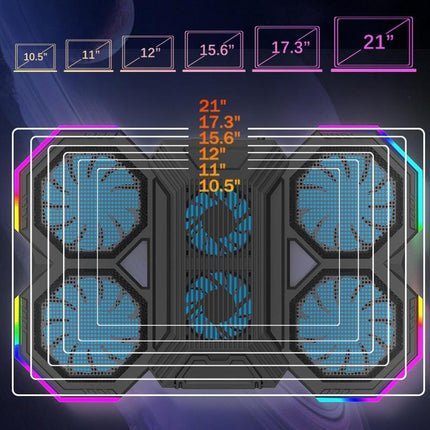Usb Fan Stand With Phone Holder And Blue Light - 6 Fans