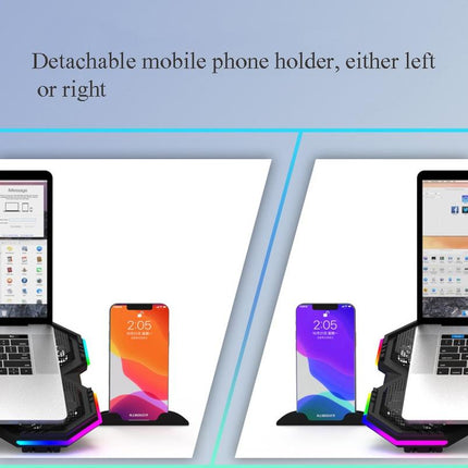 Usb Fan Stand With Phone Holder And Blue Light - 6 Fans