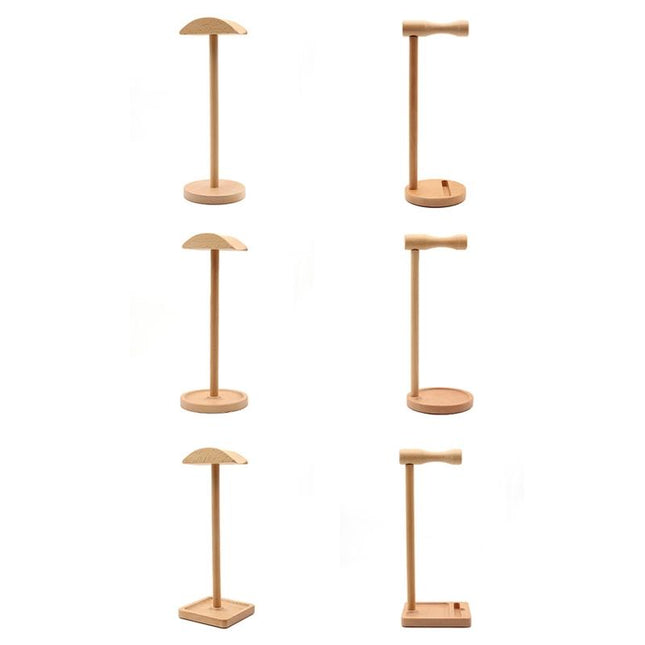 Solid Wood Desktop Headset Display Stand - Elegant Design