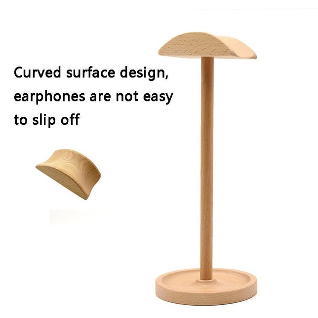 Solid Wood Desktop Headset Display Stand - Elegant Design