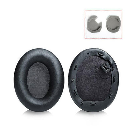 2 Leather Headset Earmuffs For Sony 1000Xm4 With Snap - Black