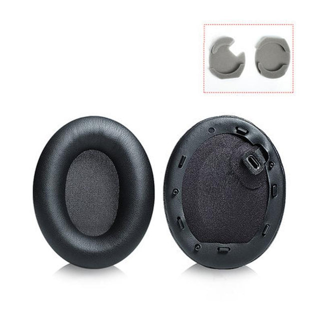 2 Leather Headset Earmuffs For Sony 1000Xm4 With Snap - Black