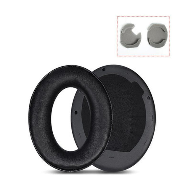 2 Leather Headset Earmuffs For Sony 1000Xm4 - Black Protein Skin No Snap