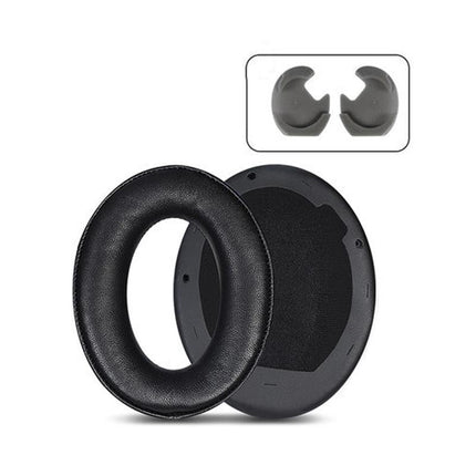 2 Leather Headset Earmuffs For Sony 1000Xm4 - Black Lambskin
