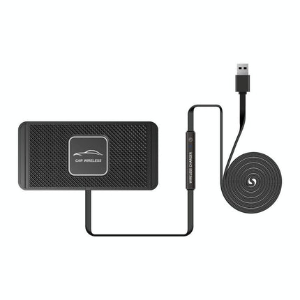 15W Car Wireless Charger With Anti-Skid Mats And 1M Usb Cable - Black