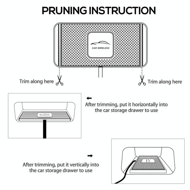 15W Car Wireless Charger With Anti-Skid Mats And 1M Usb Cable - Black