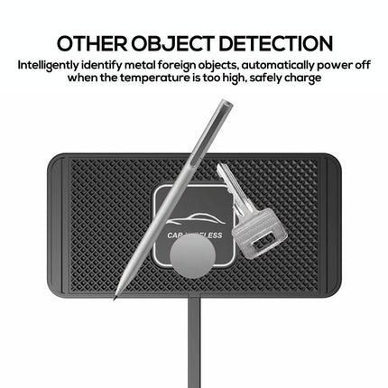 15W Car Wireless Charger With Anti-Skid Mats And 1M Usb Cable - Black