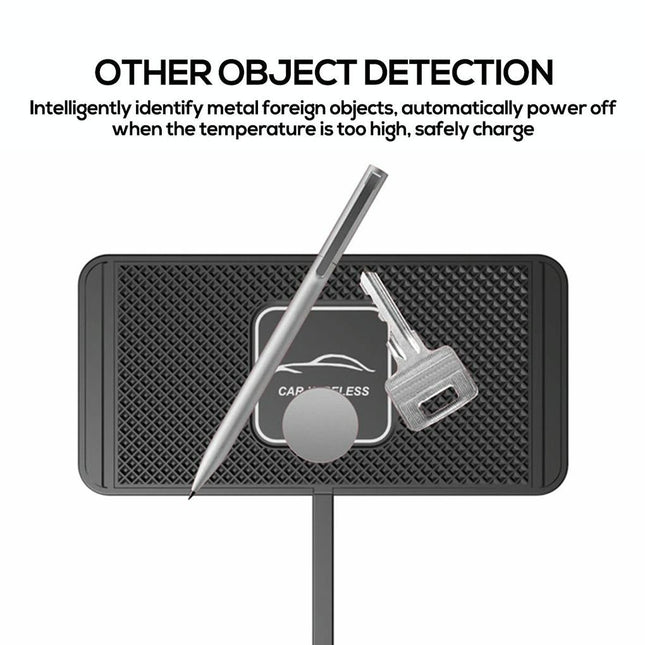 15W Car Wireless Charger With Anti-Skid Mats And 1M Usb Cable - Black