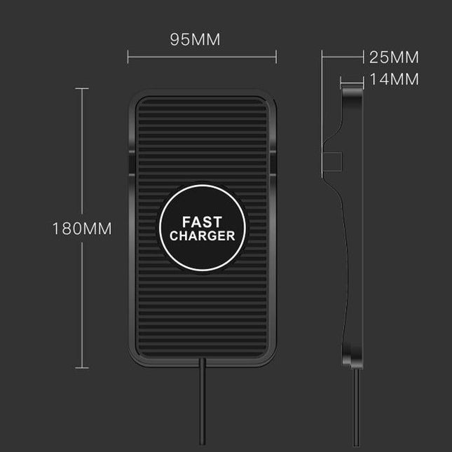 2-In-1 Non-Slip Wireless Charger For C7 Car Navigation - Black