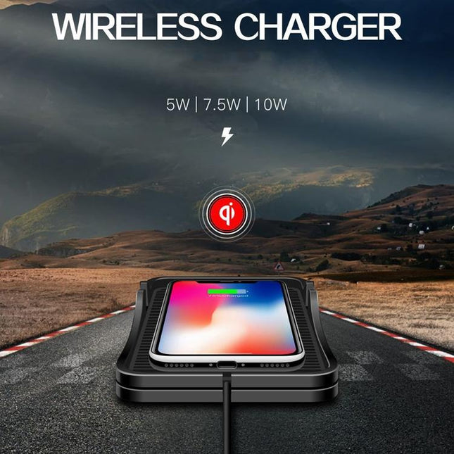 2-In-1 Non-Slip Wireless Charger For C7 Car Navigation - Black