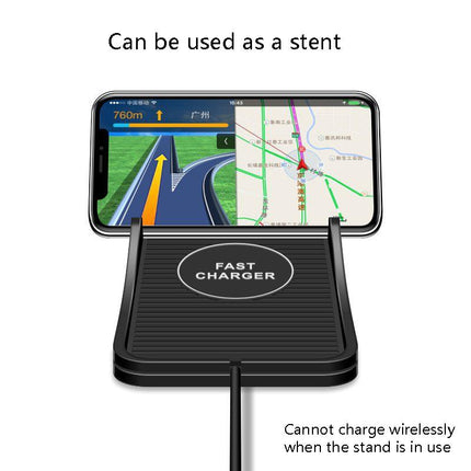 2-In-1 Non-Slip Wireless Charger For C7 Car Navigation - Black